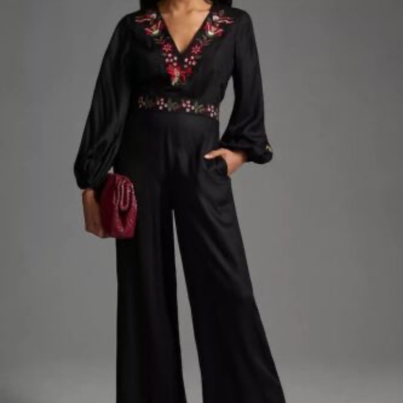 Anthropologie Farm Rio Embroidered Jumpsuit Small NWT - Picture 2 of 5
